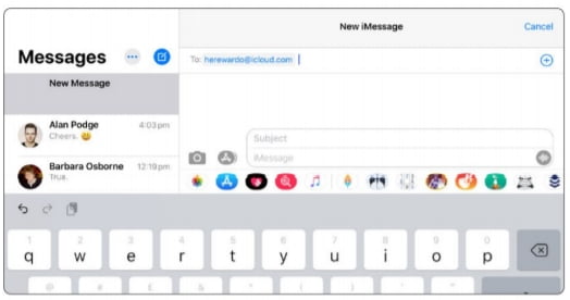 send new iPad Messages