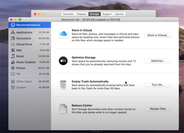 mac clean up disk space