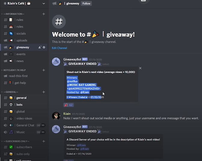 Discord Events and Giveaways