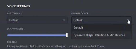 choose your headphone as an Output Device