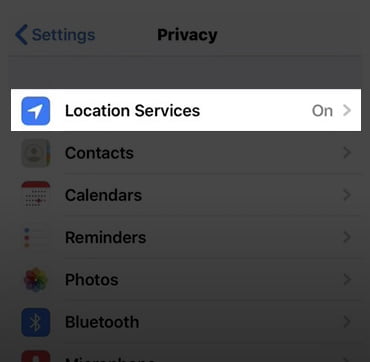 open location services settings
