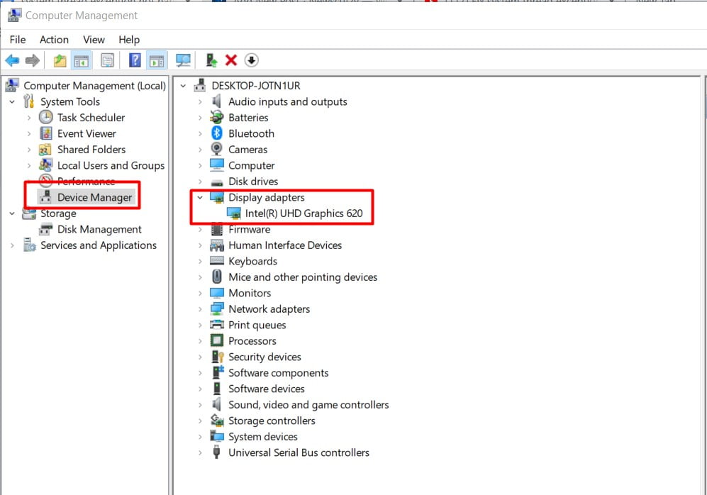 Open Device Manager and open Display adaters