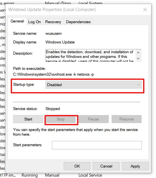 disable windows update temporery or disable permanent