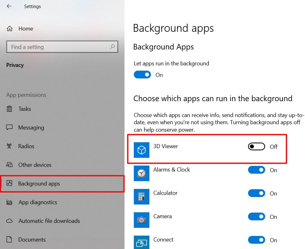 turn off running background apps
