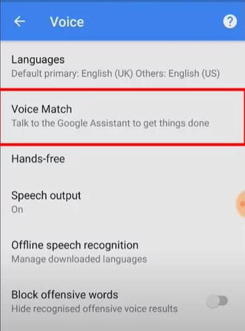 Click on voice match