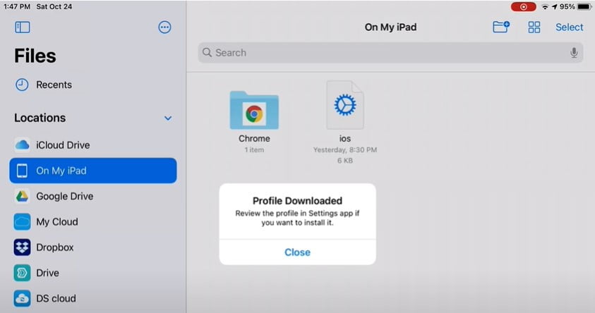 Your ipad profile is downloded