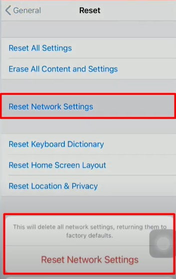 click on Reset-Network-Setting option