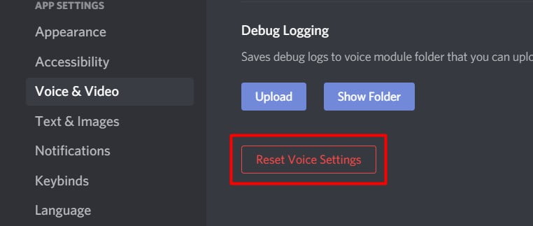Reset the voice Settings