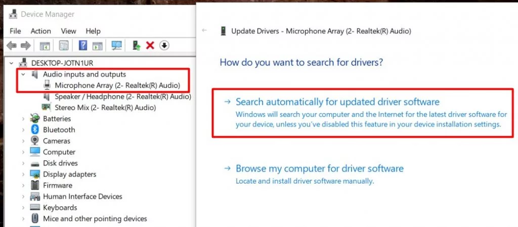 search automatically for update driver