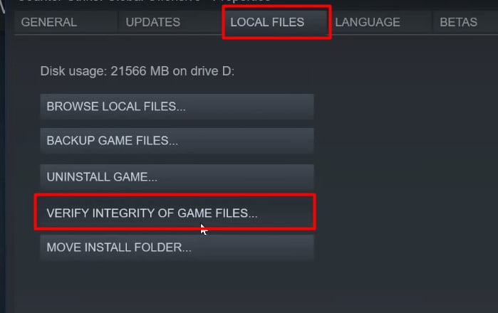 Click on Verify intergrilty of Game files
