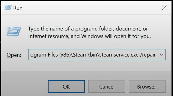 Repair the steamservice file