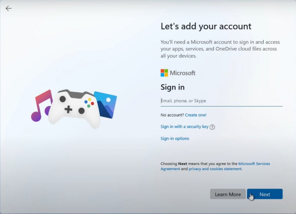 Sign in with your Microsoft screen