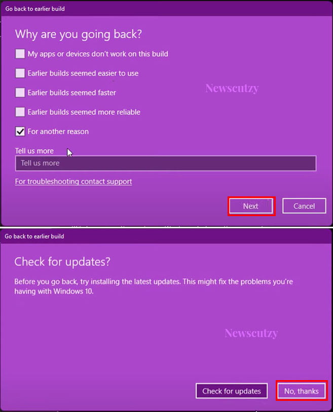 Rollback Windows 11 to-Windows-10 setting widget