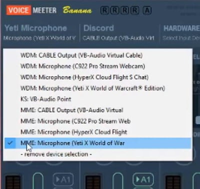 Set as MM-Microphone (Yeti X world of war)