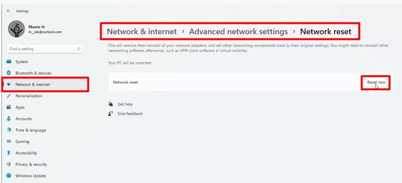 Reset Network to Fix Wifi is not working on windows 11