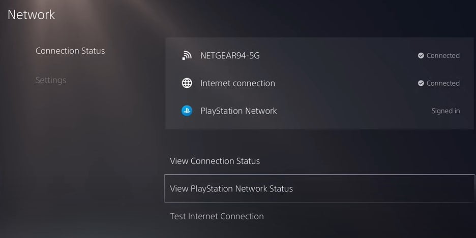 CHeck PS5 Network Status
