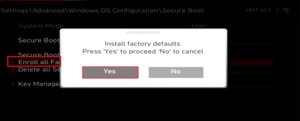 Install factory defaults
