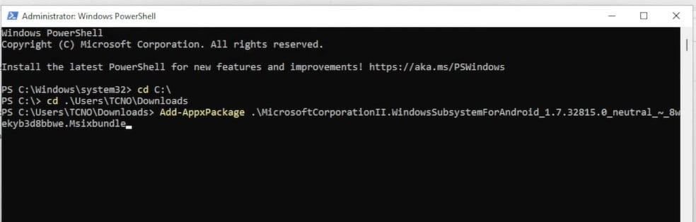 Open Powershell as administrator and install the pachage