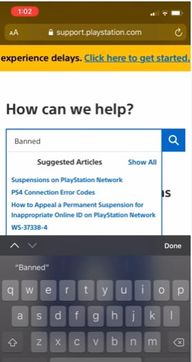 Search for banned